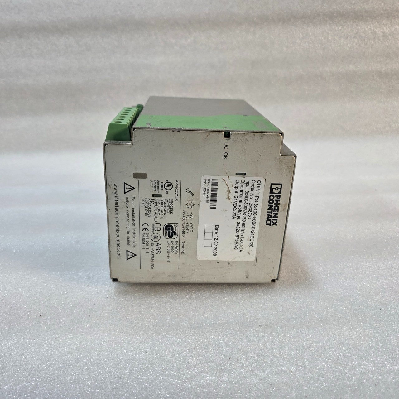 PHOENIX CONTACT	QUINT-PS-3X400-500AC/24DC/20 POWER SUPPLY UNIT 2938727