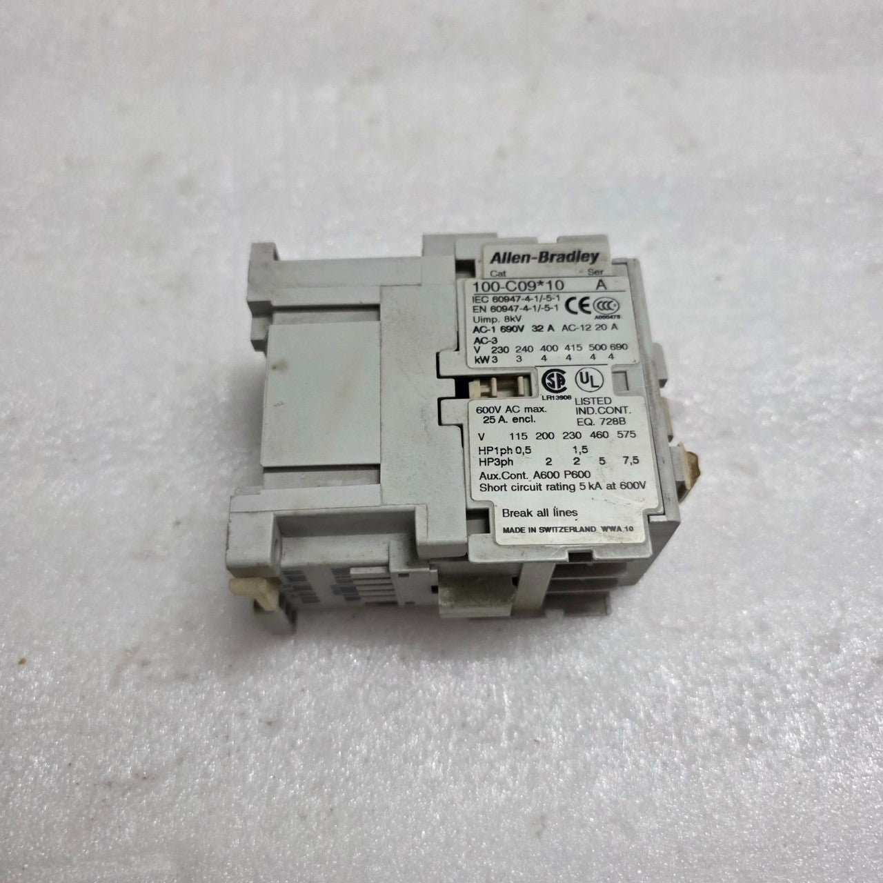 ALLEN-BRADLEY 100-C09-10 SER A CONTRACTOR COIL VOLTAGE 24V AC