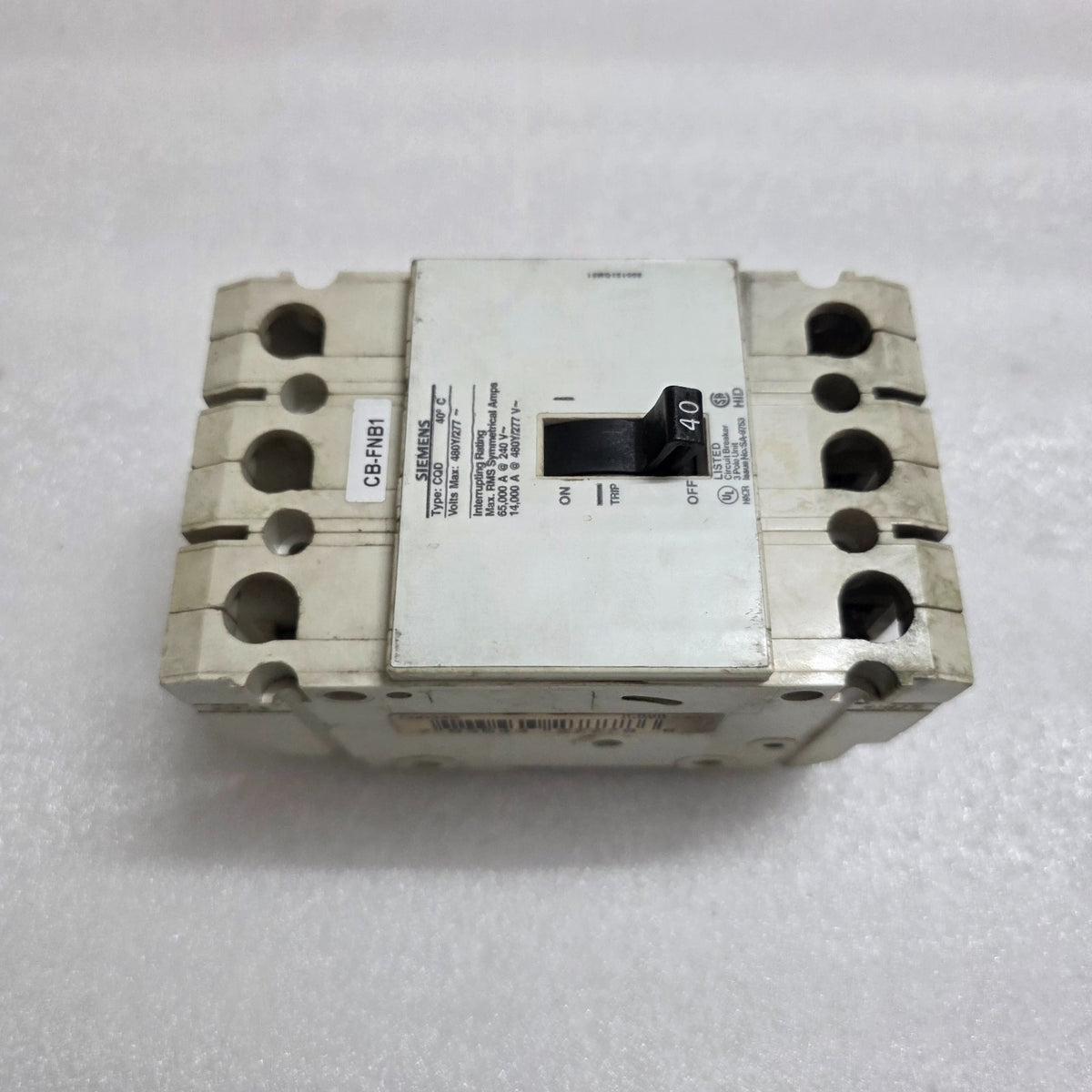 SIEMENS CQD340 MOLDED CASE CIRCUIT BREAKER 40A