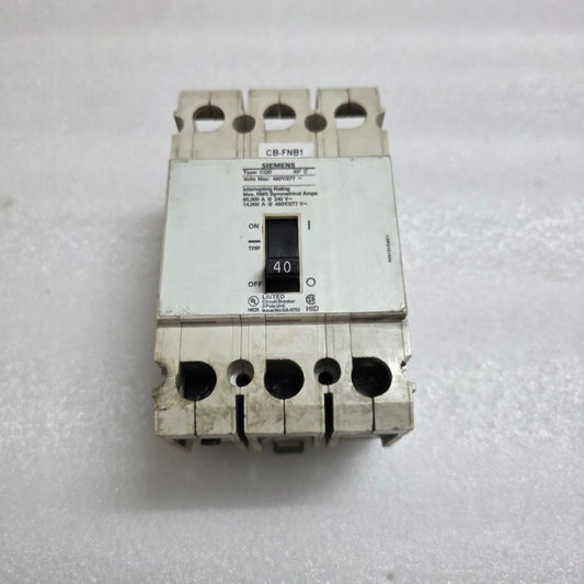 SIEMENS CQD340 MOLDED CASE CIRCUIT BREAKER 40A