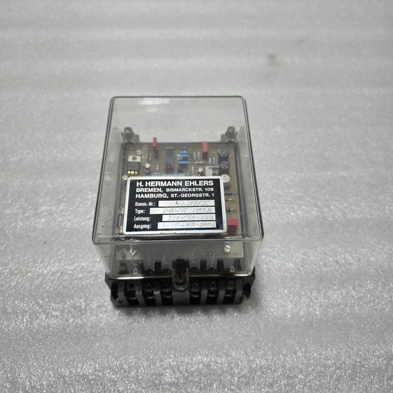 H. HERMANN EHLERS DAWK 1900 B SIGNAL RELAY BOX, 220V AC INPUT 48.385/11