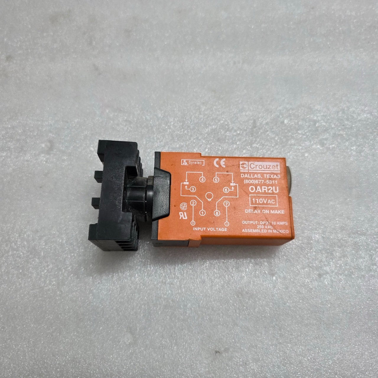 CROUZET OAR2U DELAY ON MAKE TIME RELAY 110VAC OAR2U-110A