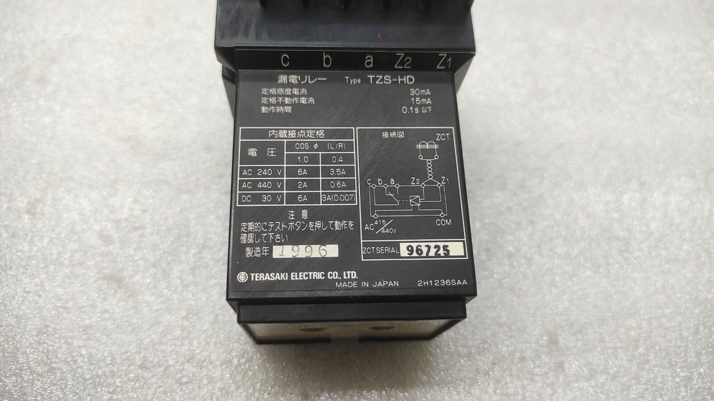 TERASAKI TZS-HD EARTH LEAKAGE RELAY 415/440V
