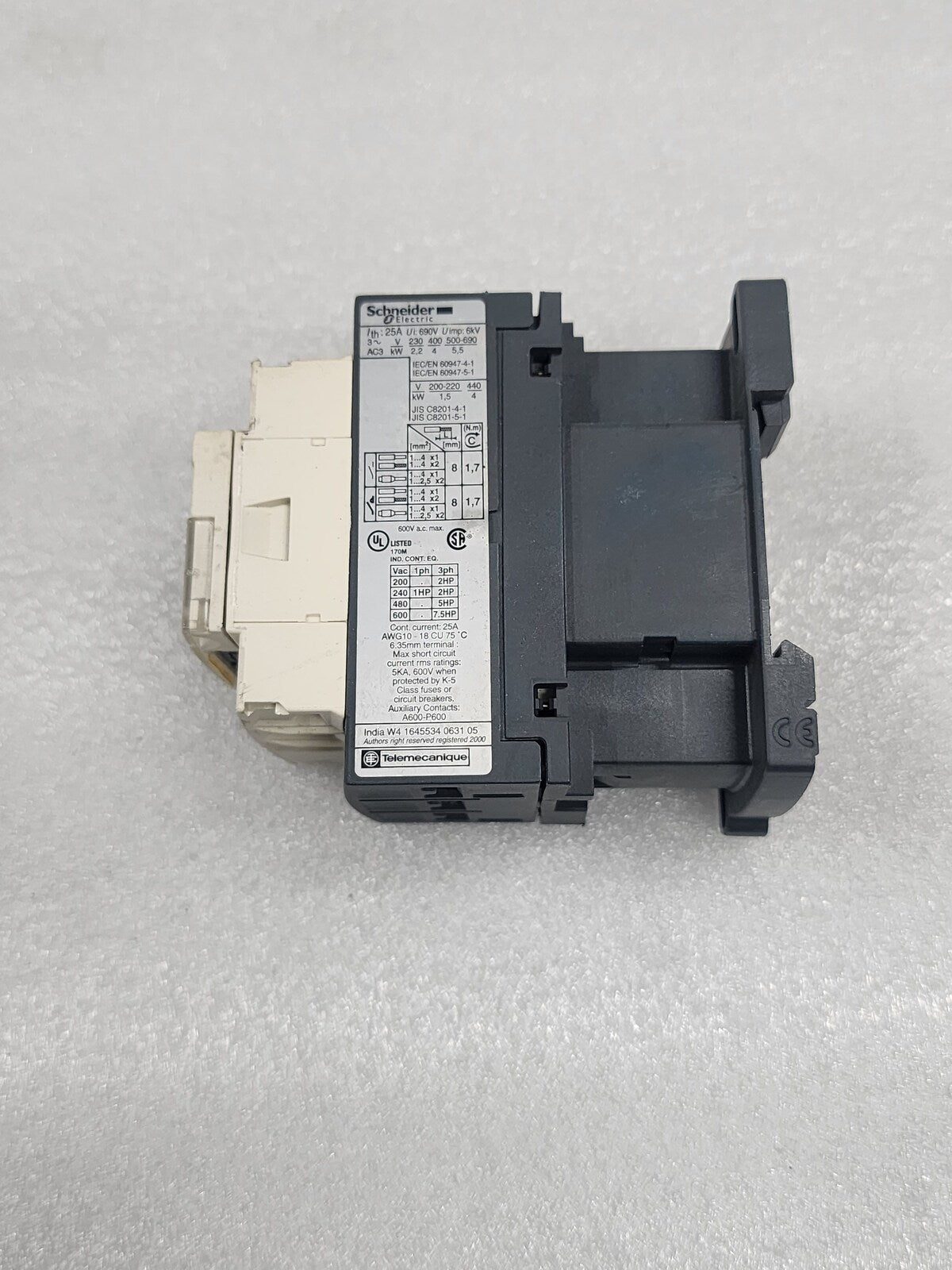 SCHNEIDER ELECTRIC LC1D09 CONTACTOR 25A - ARE Marine