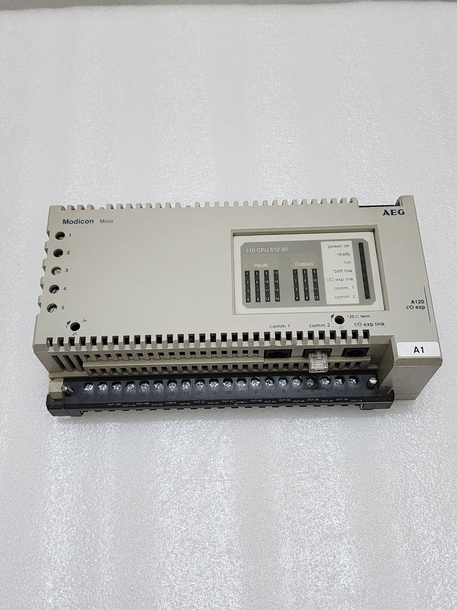 SCHNEIDER AUTOMATION MODICON 110 CPU 512 00 PLC CONTROLLER MICRO CPU DC PS DC IN REL - ARE Marine