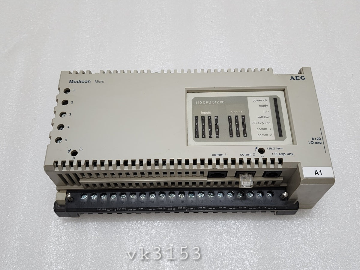 SCHNEIDER AUTOMATION MODICON 110 CPU 512 00 PLC CONTROLLER MICRO CPU DC PS DC IN REL - ARE Marine