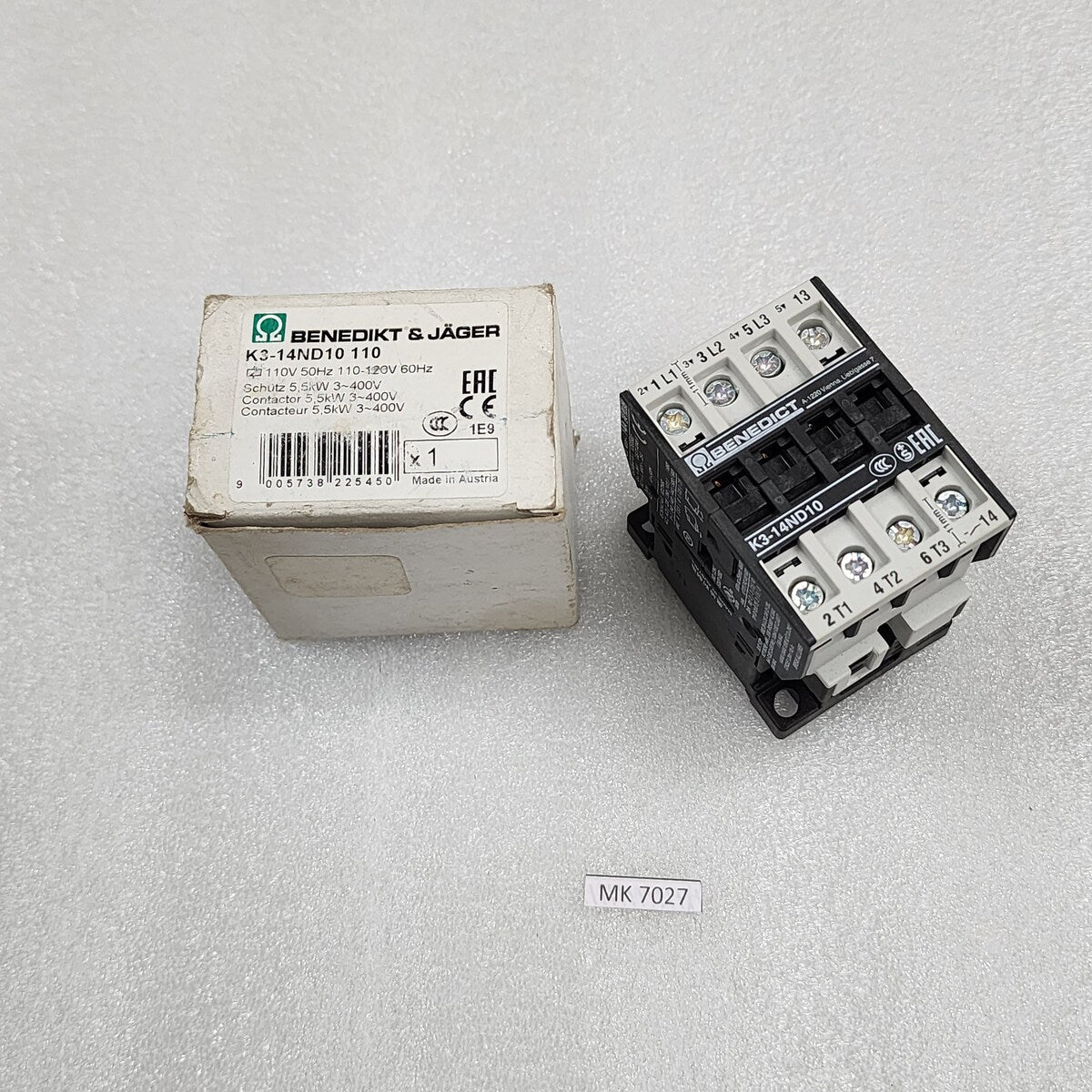 BENEDICT & JAGER K3-14ND10 110 MAGNETIC CONTACTOR 14A 110-120V - ARE Marine