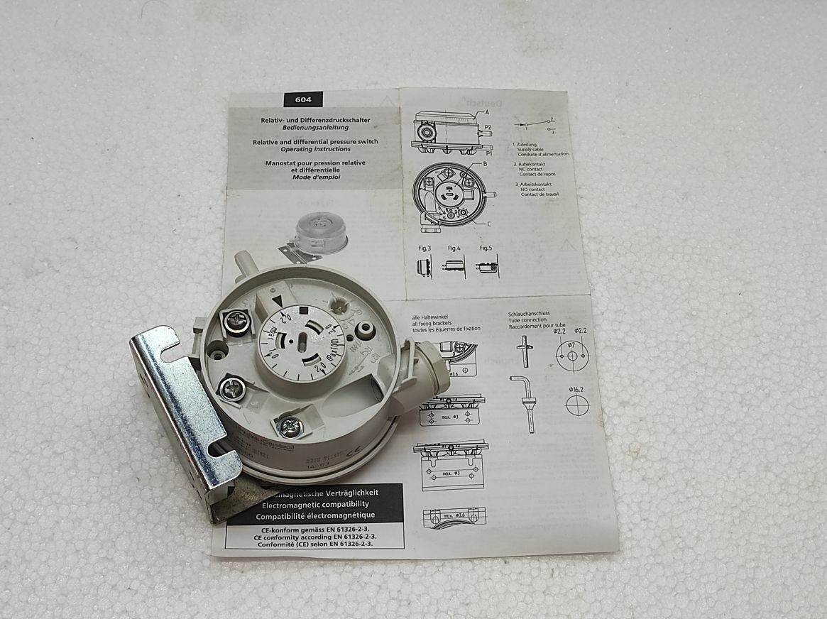 HUBA CONTROL 604 MECHANICAL PRESSURE SWITCH 0.2-3 mbar MAX 50/75 mbar 604.900000