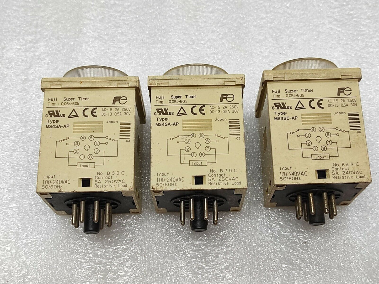 Fuji MS4SA-AP Super Timer 100-240V AC 0.05S-60H LOT OF 3 UNIT