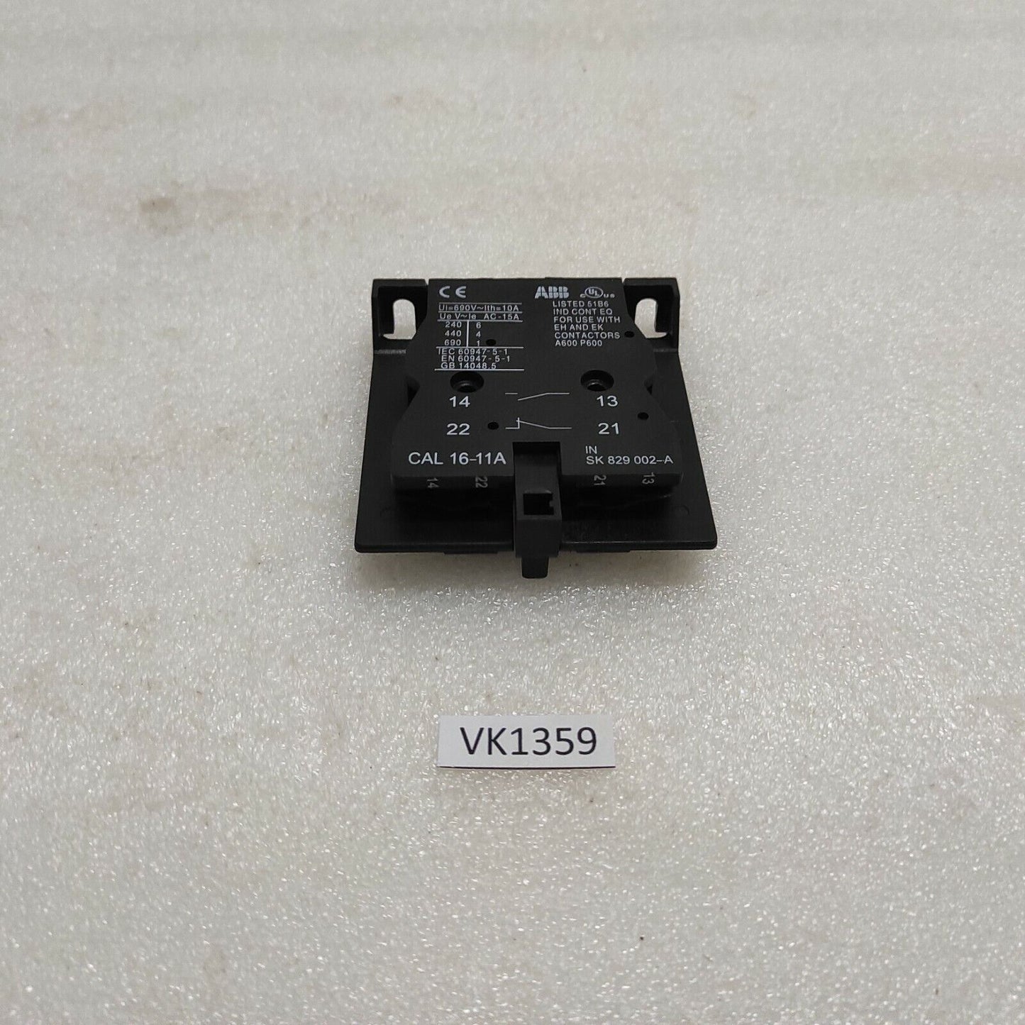 ABB CAL 16-11A AUXILIARY SWITCH SK829002A