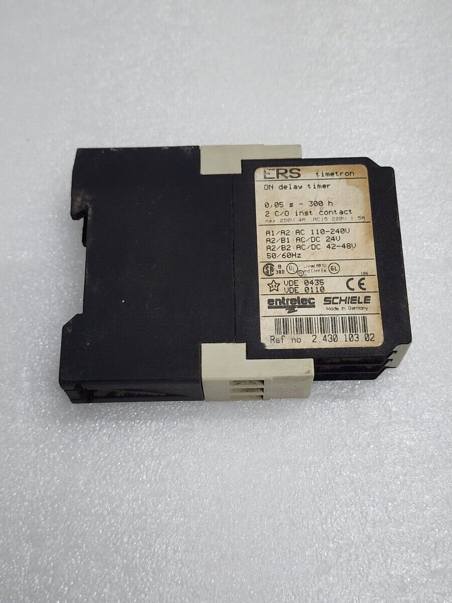 ENTRELEC SCHIELE ERS TIMETRON ON DELAY TIMER 2.430.103.02 110-240VAC / 24V AC-DC