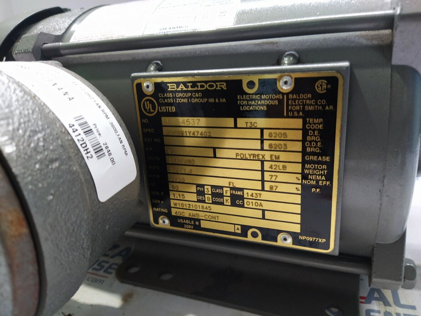 BALDOR 35X081Y474C2 ELECTRIC MOTOR 1-HP 3450-RPM 230/460V