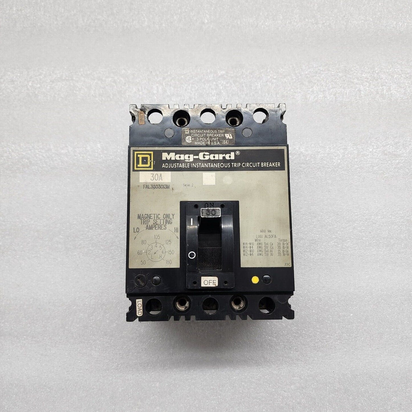 SQUARE D MAG-GARD FAL3603013M 3-POLE CIRCUIT BREAKER 30A
