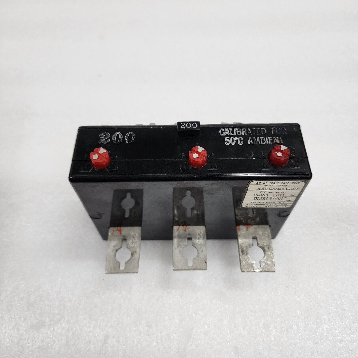 WESTINGHOUSE KA3200TV AB BREAKER TRIP UNIT 200A 459D985G23 3-POLES 600VAC/250VDC