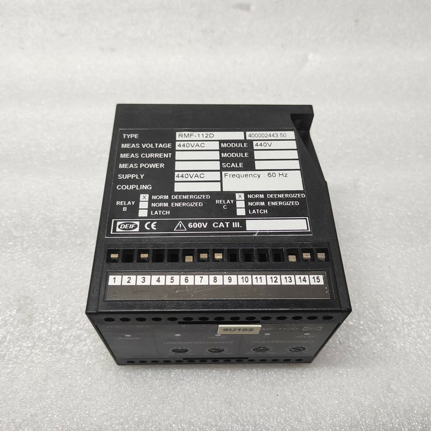 DEIF RMF-112D FREQUENCY RELAY 400002443.50 440VAC