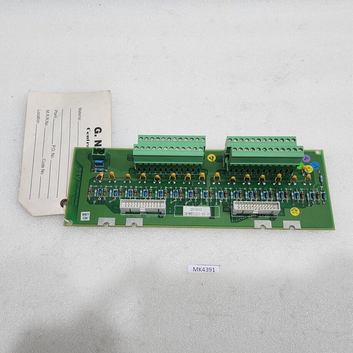 ABB DSTA002 RB CONNECTION UNIT FOR ANALOG INPUT BOARD 3BYN571201-AD 00