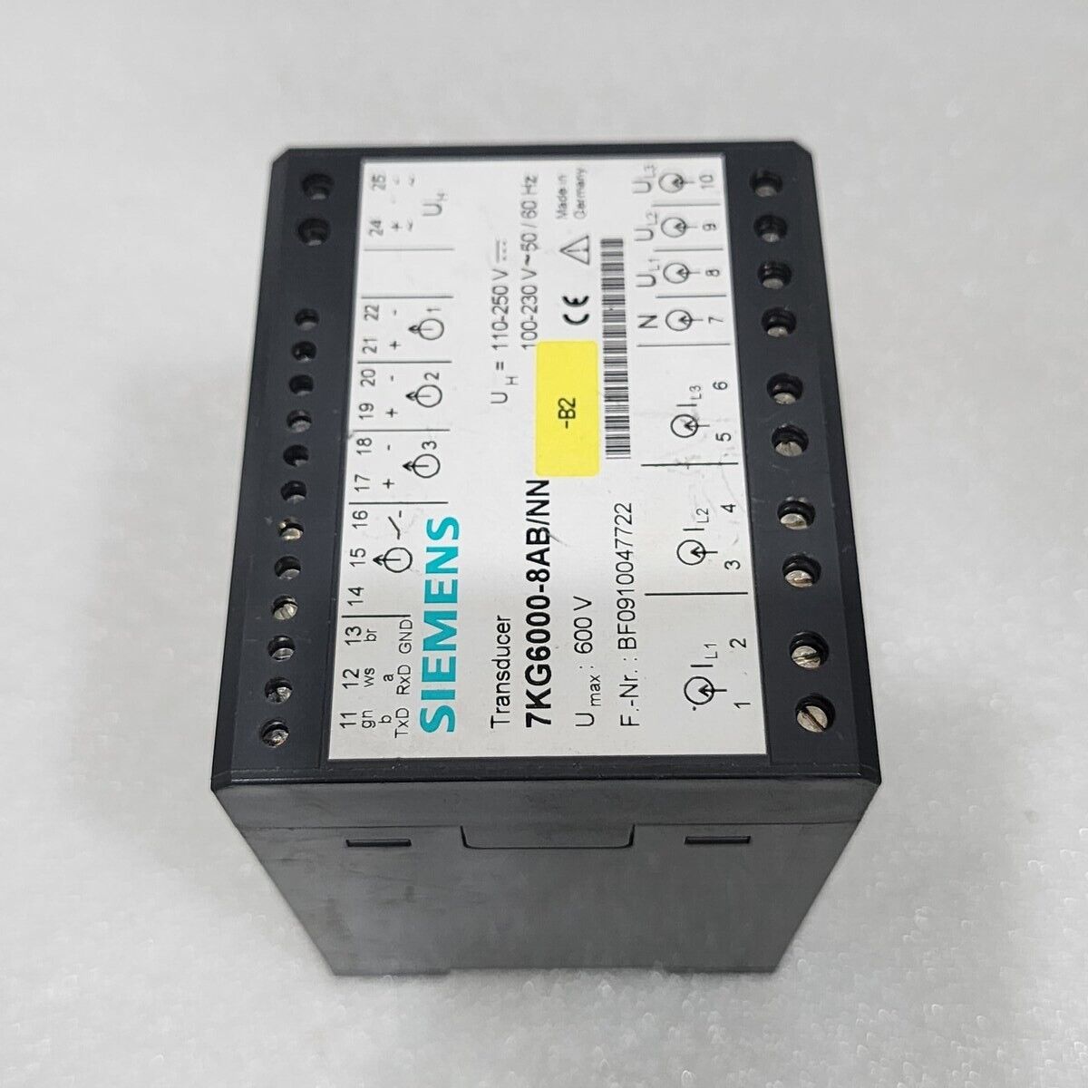 SIEMENS 7KG6000-8AB/NN TRANSDUCER 100-250VDC/100-230VAC BF0910047722