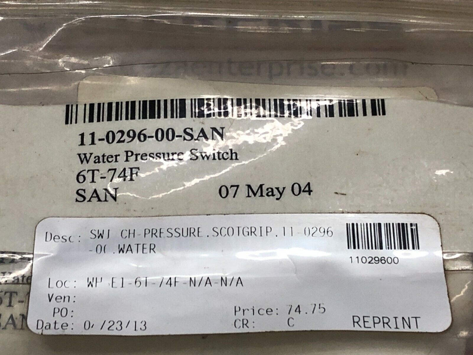 JOHNSON CONTROLS 11-0296-00 PRESSURE CONTROL P10BC-30