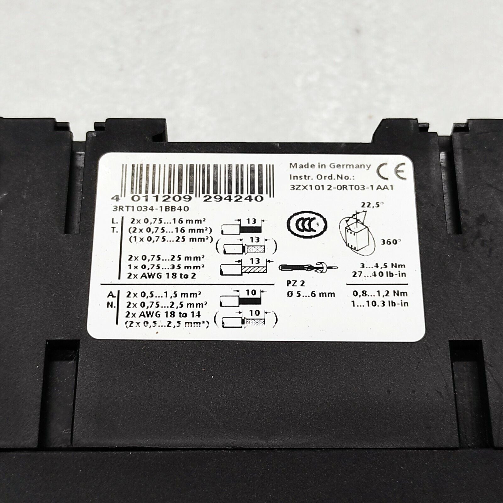 SIEMENS SRT1034-1B CONTACTOR 
