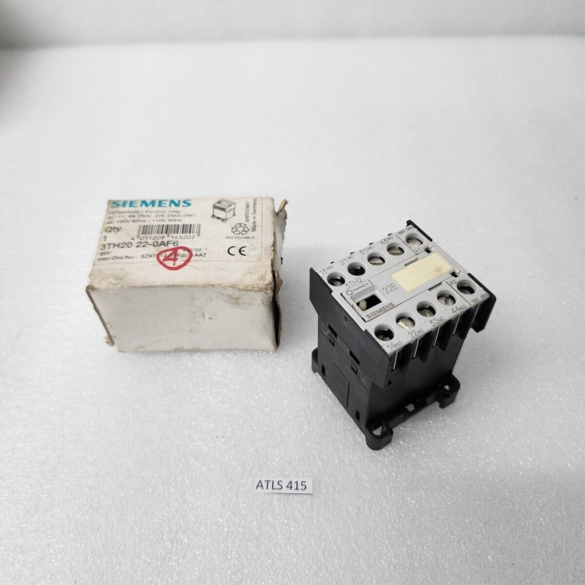 SIEMENS 3TH20 22-0AF6 CONTACTOR RELAY 22E 2NO+2NC