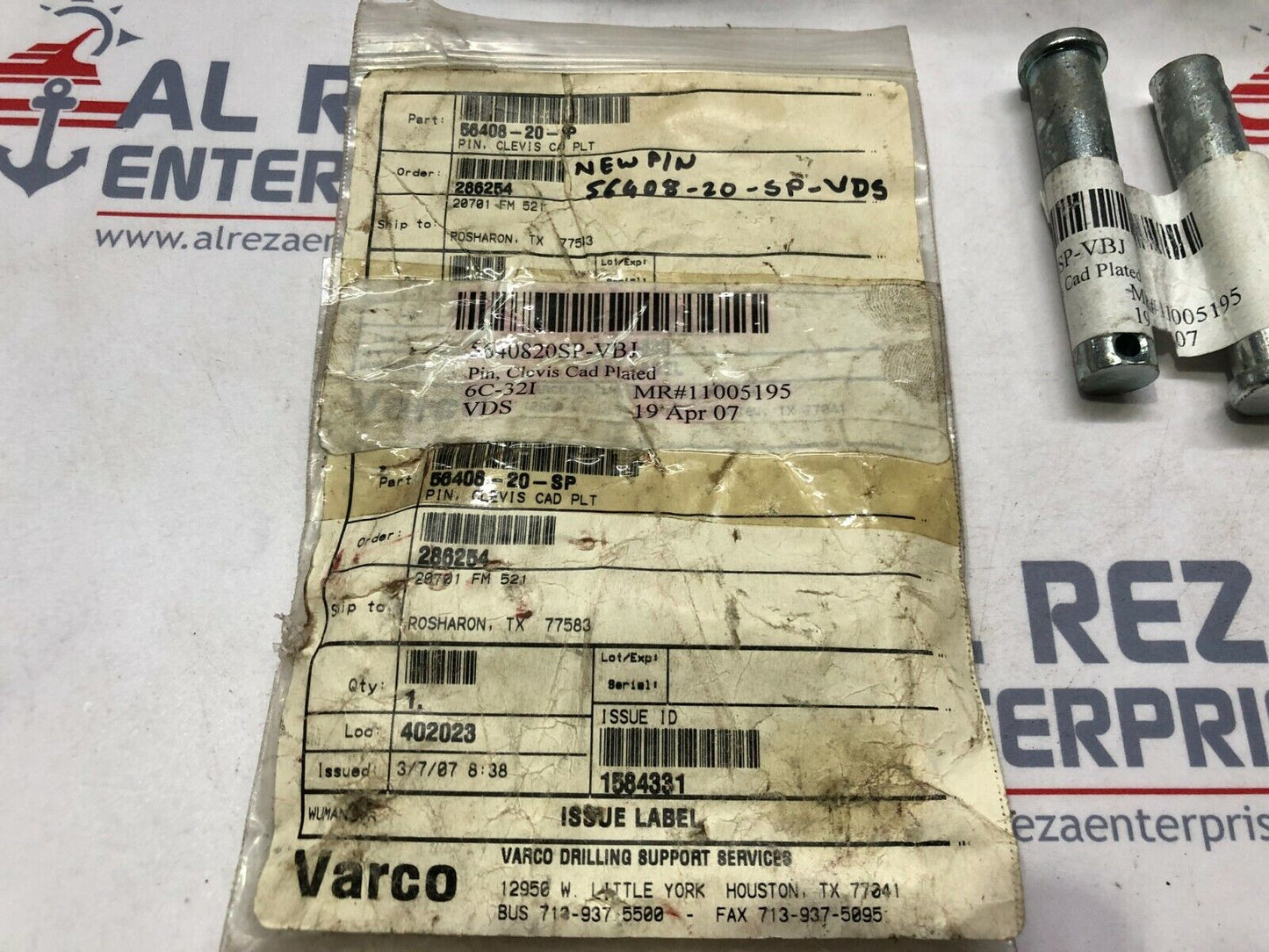 VARCO 56408-20-SP PIN CLEVIS CAD PLT LOT OF 6 UNIT