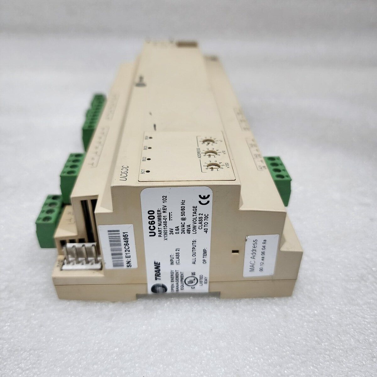 TRANE UC600 PROGRAMMABLE CONTROLLER X13651548-01 REV 102