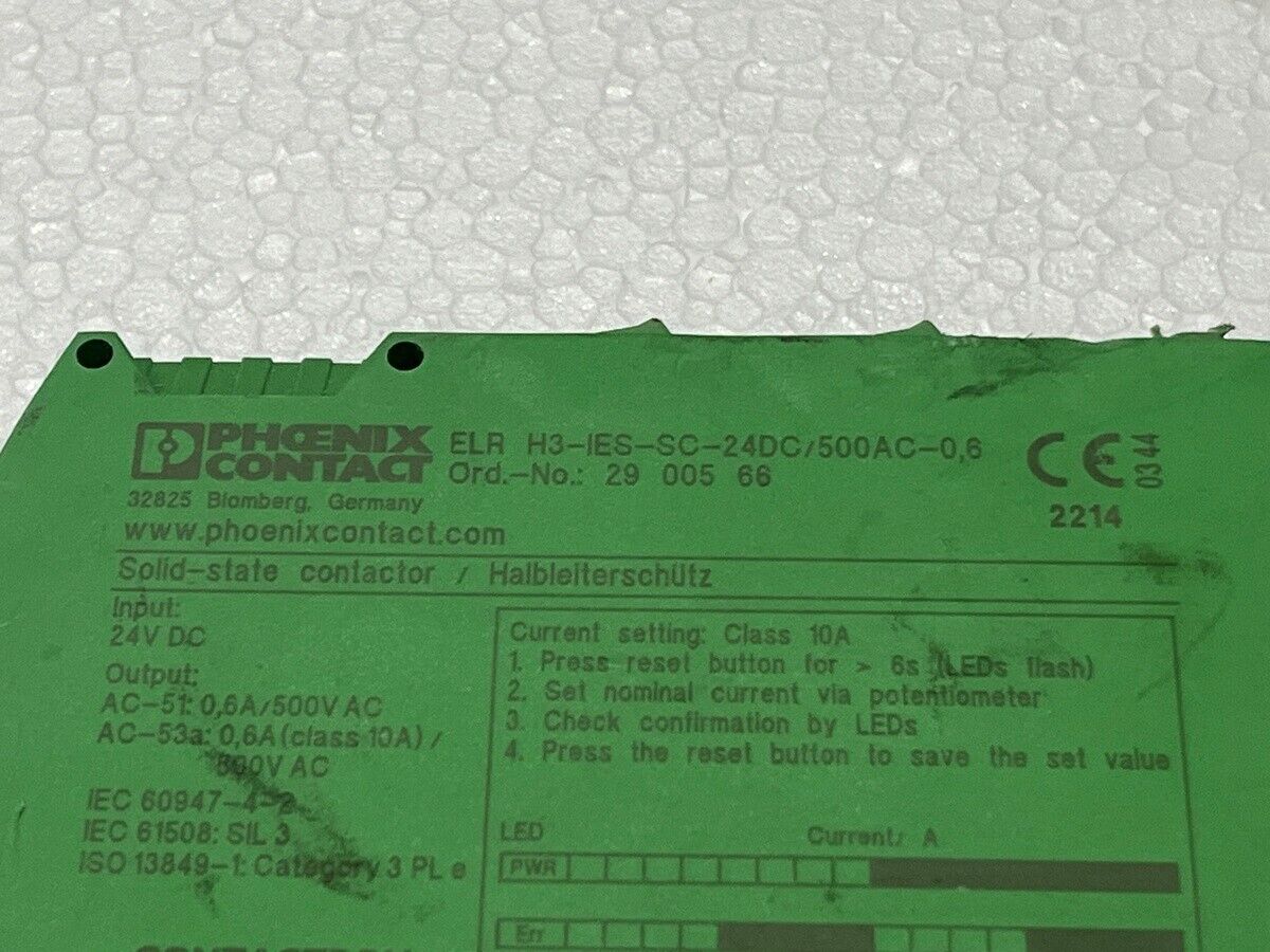 PHOENIX CONTACT ELR H3-IES-SC-24DC/500AC-0.6 HYBRID MOTOR STARTER 29 005 66