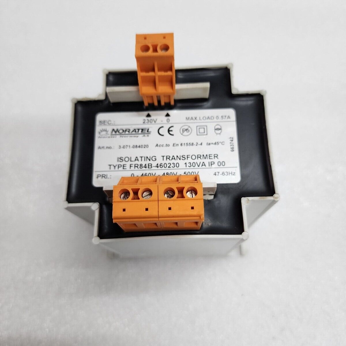 NORATEL 3-071-084020 ISOLATING TRANSFORMER 130VA FR84B-460230 230V