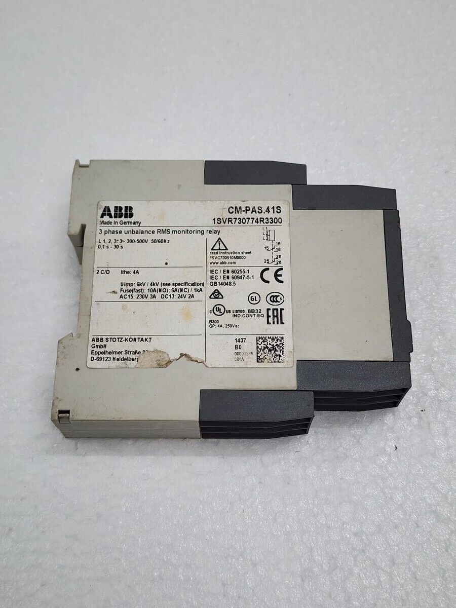 ABB CM-PAS.41S 3-PH UNBALANCE RMS MONITORING RELAY 1SVR730774R3300