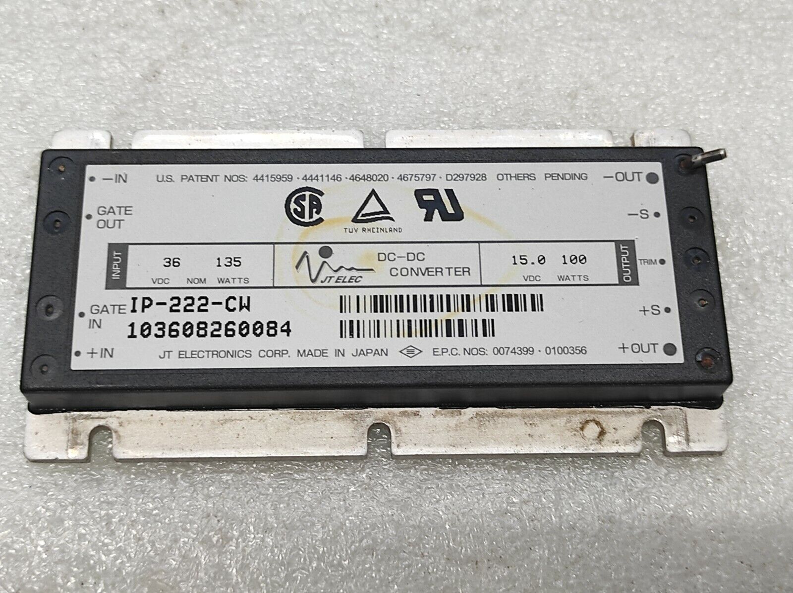 JT ELECTRONICS IP-222-CW DC-DC CONVERTER 103608260084