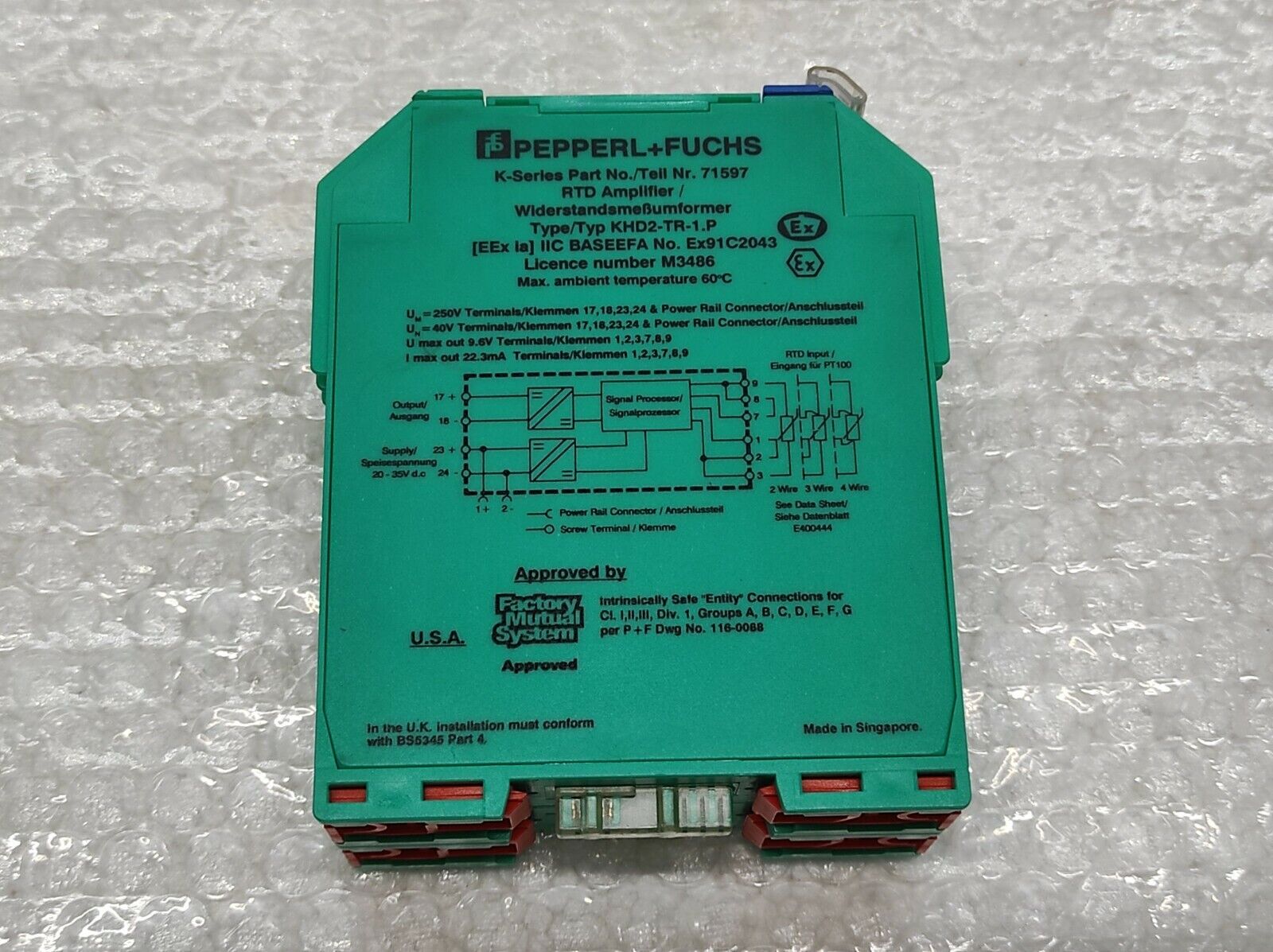 Pepperl + Fuchs KHD2-TR-1.P RTD Amplifier 71597 KHD2TR1P