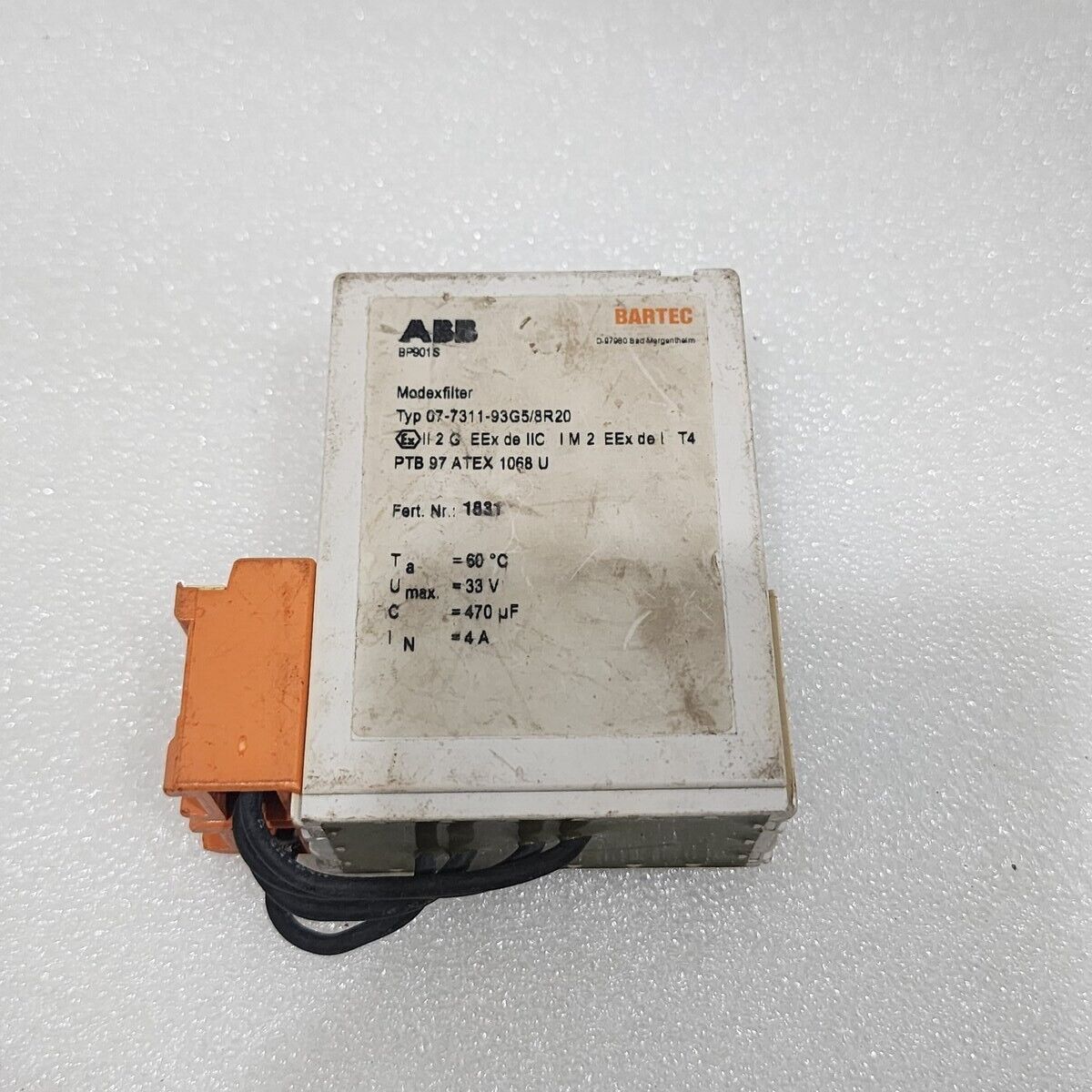 ABB BP901S MODEX FILTER 07-7311-93G5/8R20 BARTEC 1831