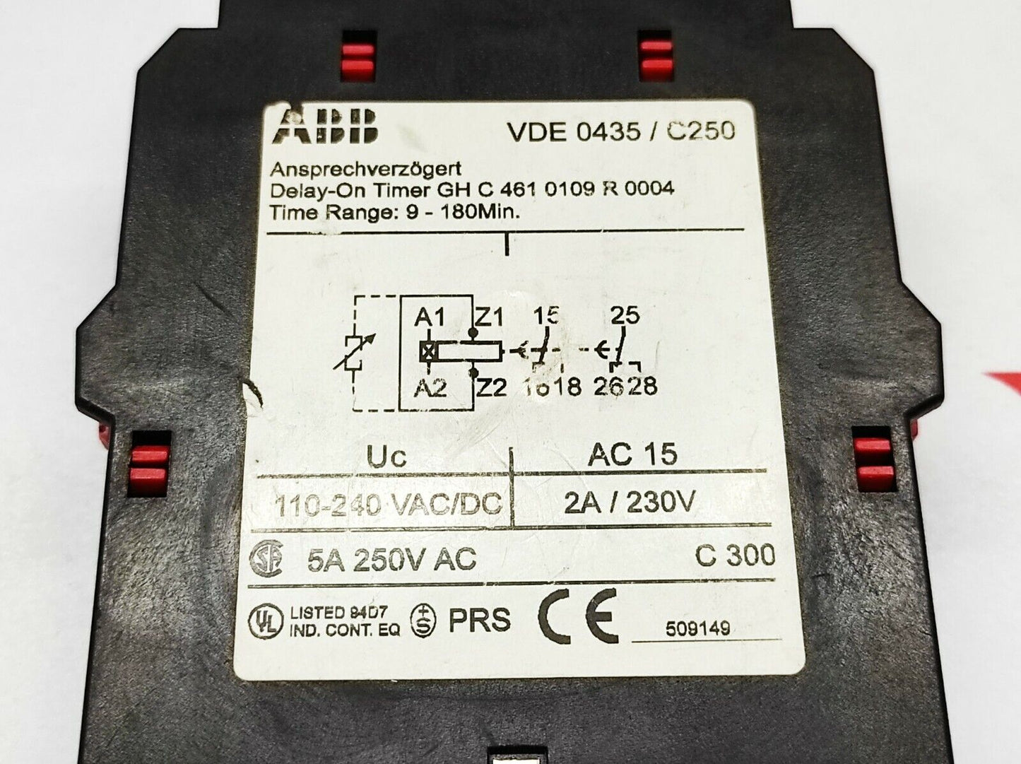 ABB VDC 0435/C250 DELAY ON TIMER GHC4610109R0004 110-240VAC/DC 9-180MIN