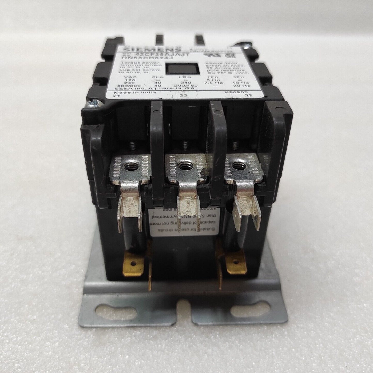 SIEMENS 42CF35AJAJT 3P CONTACTOR RELAY HN53CD024J