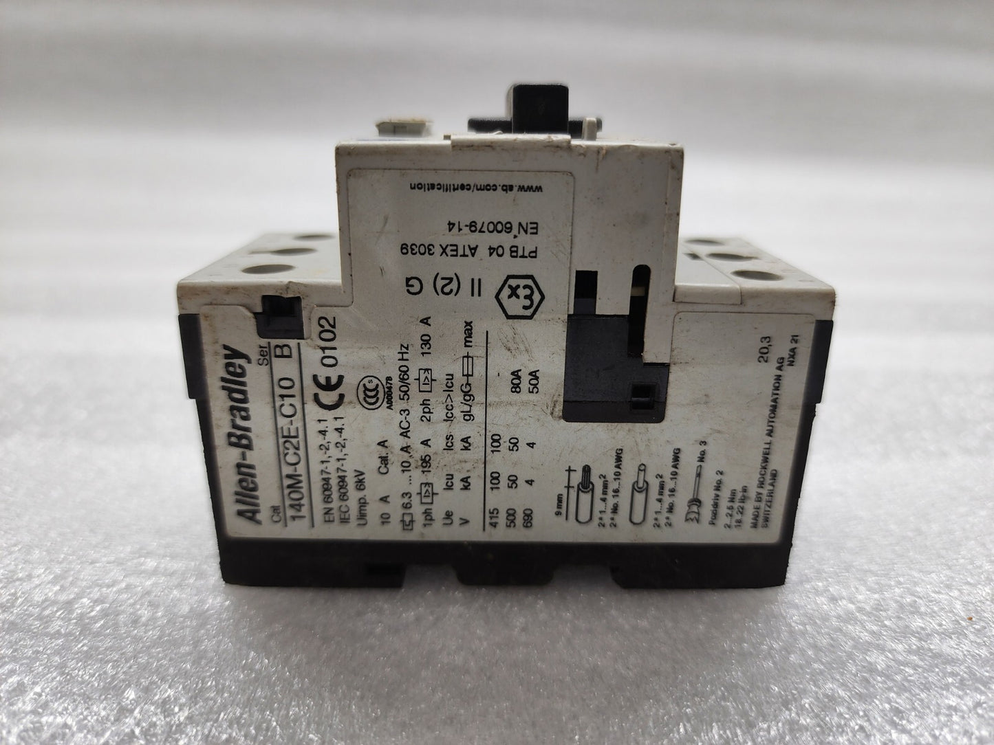 ALLEN BRADLEY CAT 140M-C2E-C10 MOTOR PROTECTIVE CIRCUIT BREAKER 6.3-10A