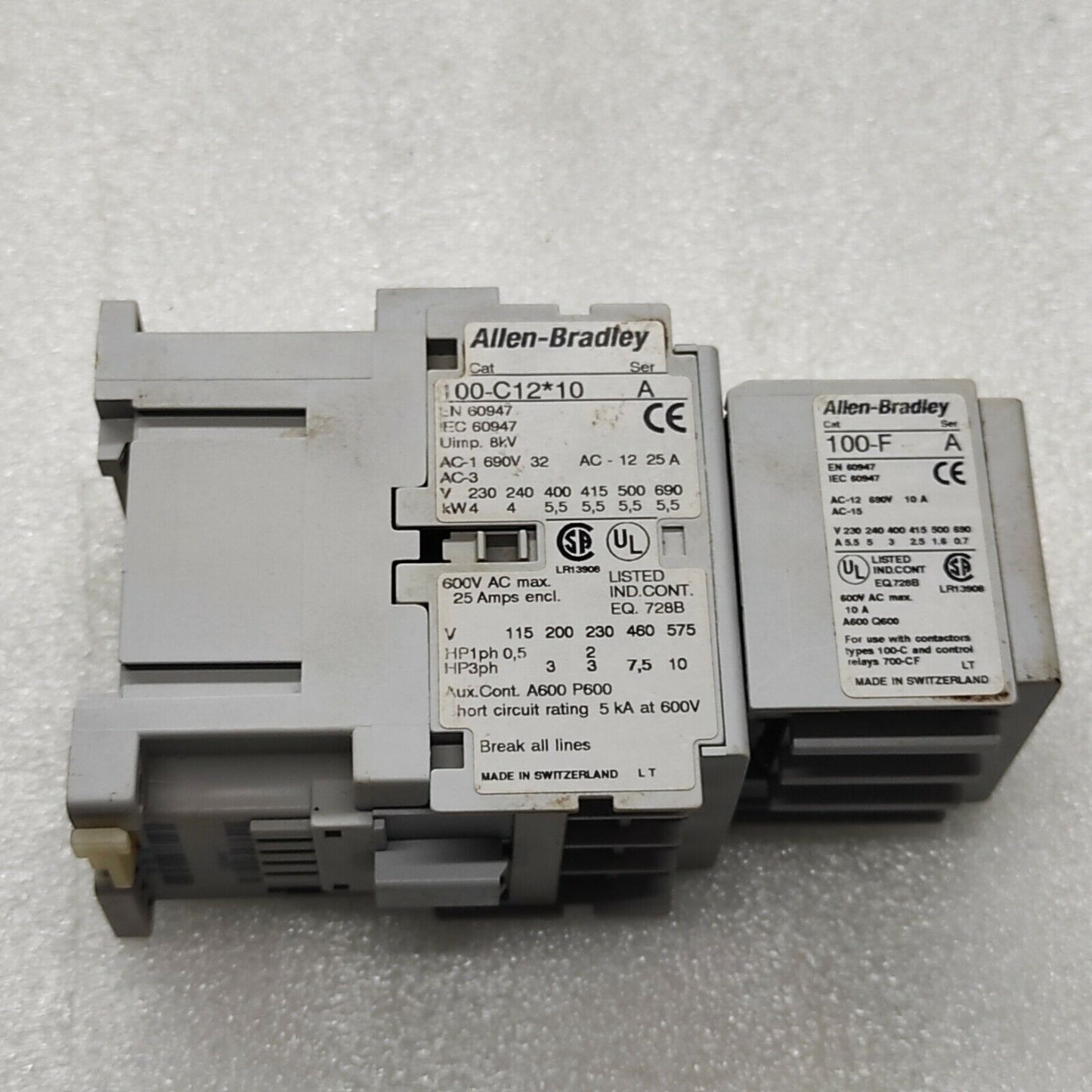 ALLEN BRADLEY 100-C12-10 12AMP CONTACTOR COIL VOLTAGE 48VAC A31 100-F