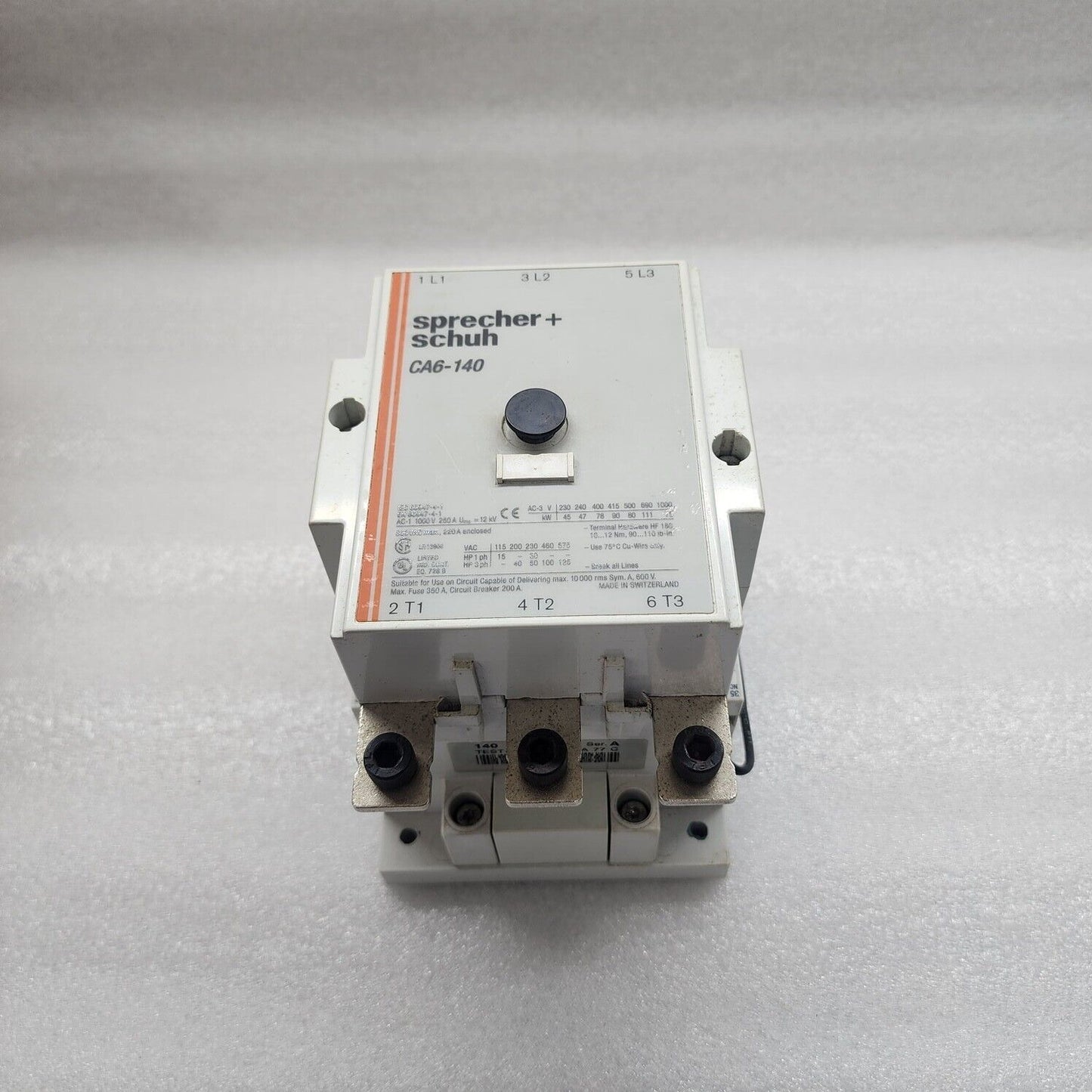 SPRECHER + SCHUH CA6-140 3-POLE CONTACTOR 140A COIL VOLTAGE 110VDC