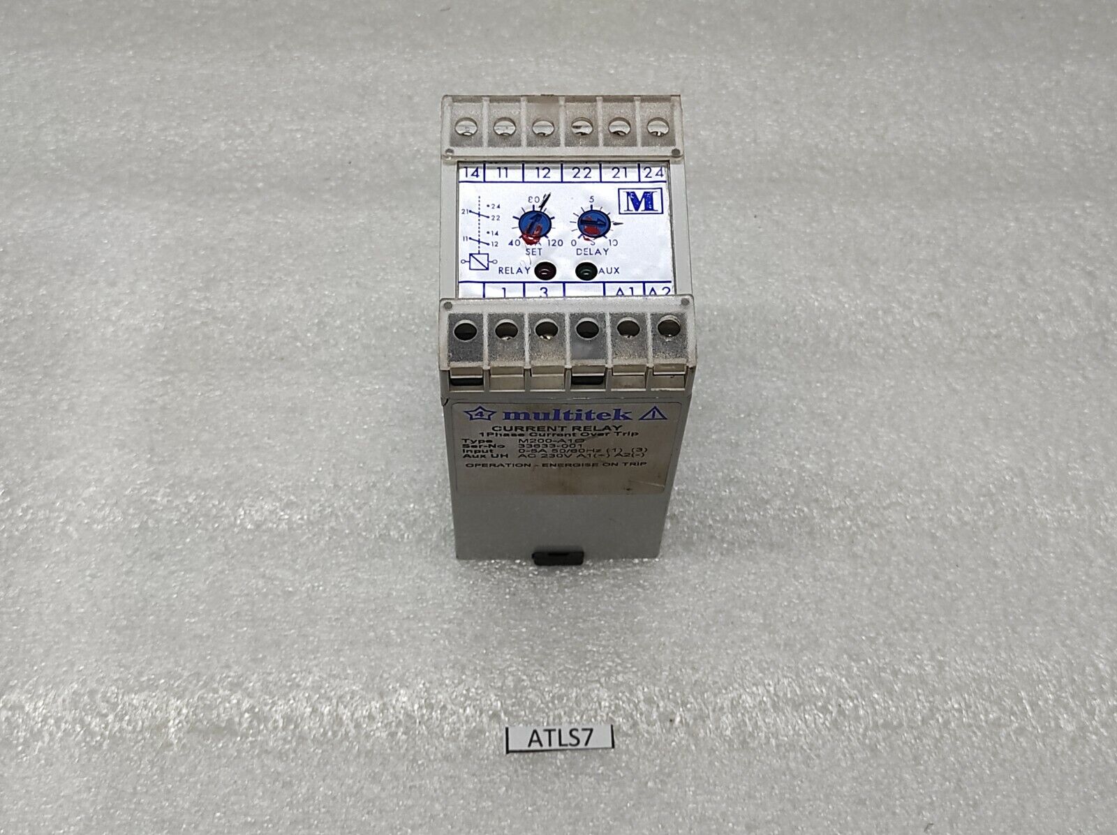 MULTITEK M200-A1O CURRENT RELAY 230V 1-PH CURRENT OVER TRIP