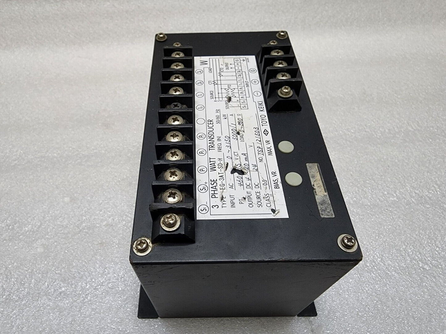 TOYO KEIKI EG-3AT-SD-H 3-PHASE WATT TRANSDUCER 