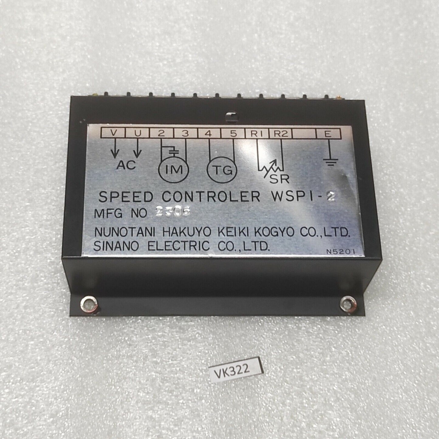 NUNOTANI HAKUYO KEIKI KOGYO WSPI-2 SPEED CONTROLER 2306 SINANO ELECTRIC 