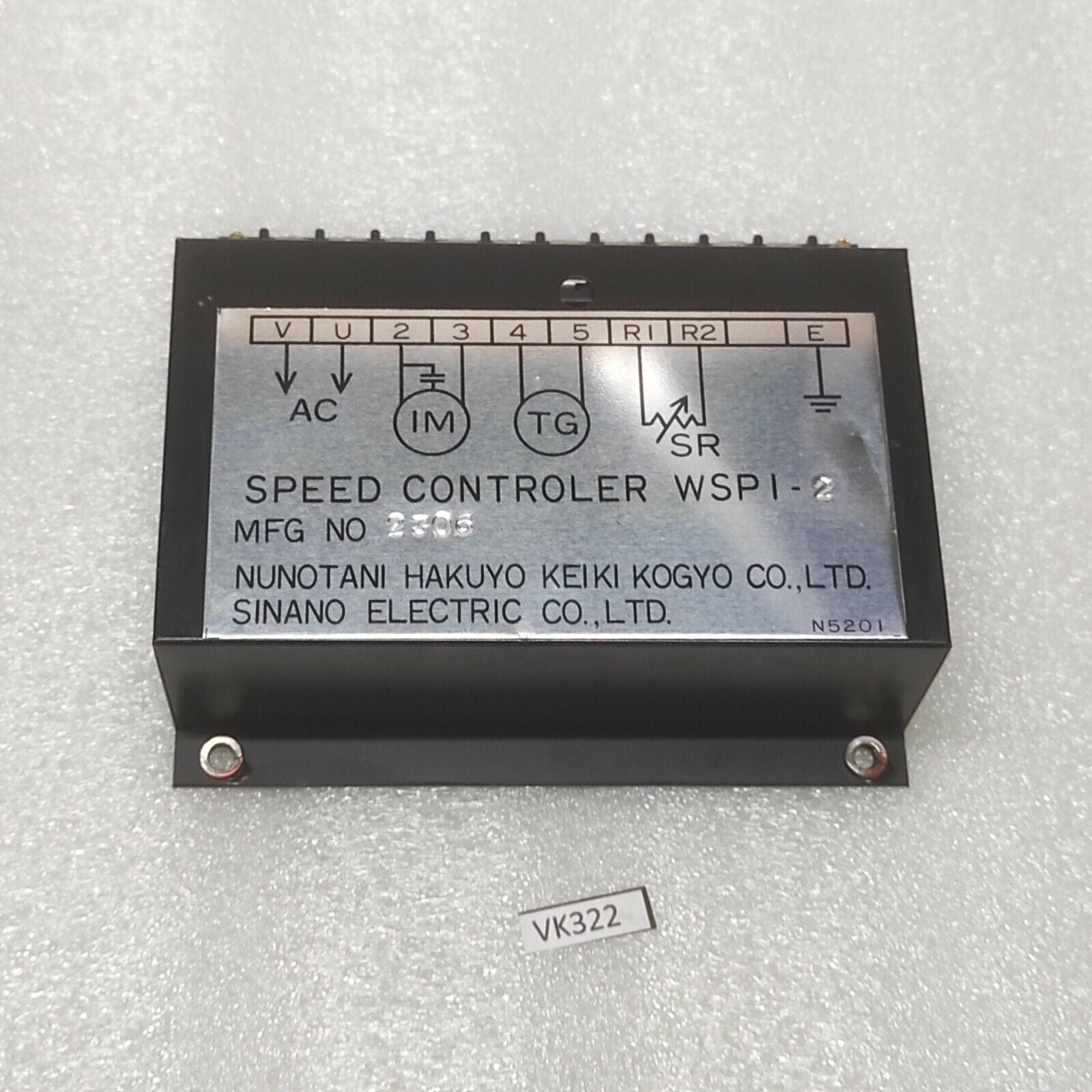 NUNOTANI HAKUYO KEIKI KOGYO WSPI-2 SPEED CONTROLER 2306 SINANO ELECTRIC 