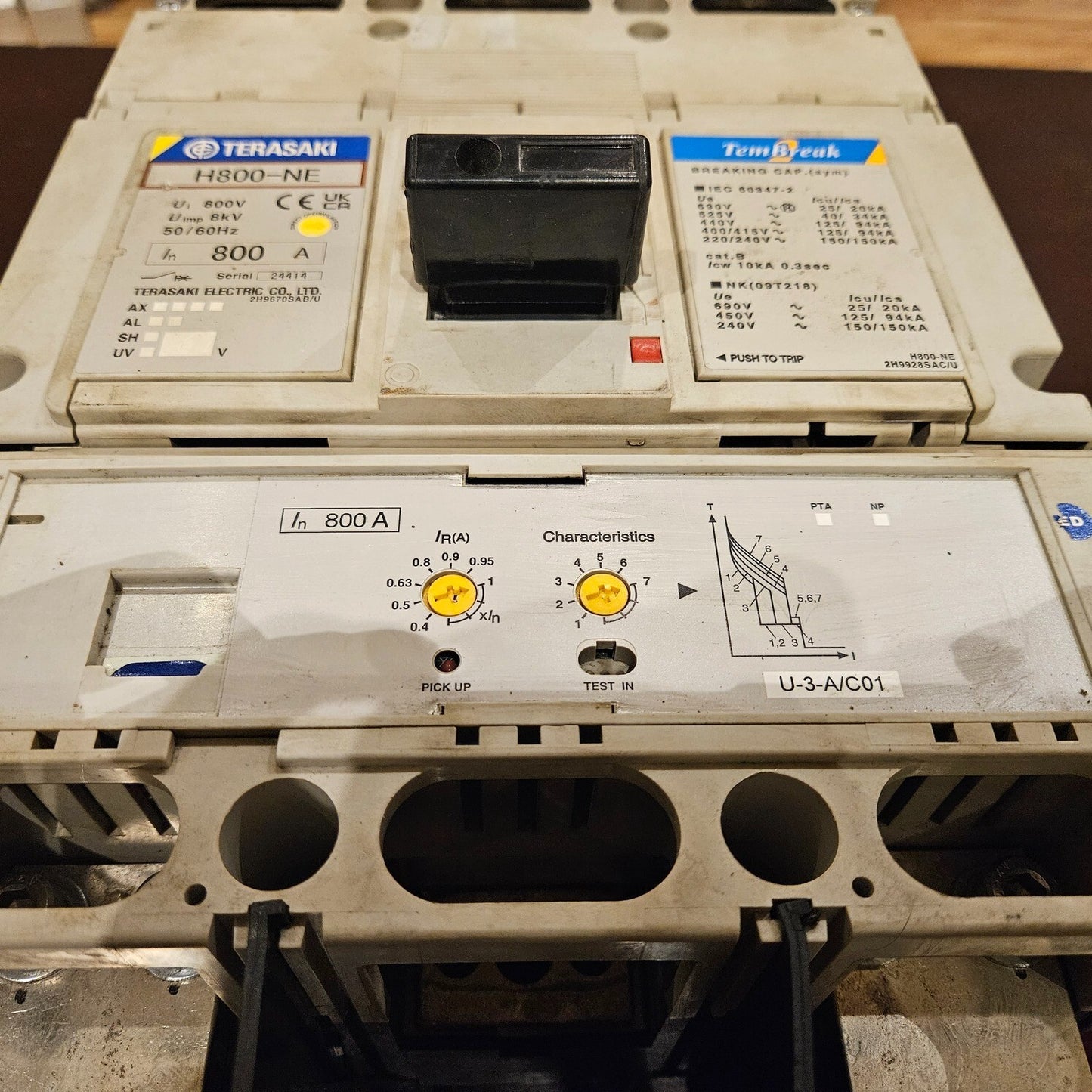 TERASAKI H800-NE 3-POLE CIRCUIT BREAKER 800A