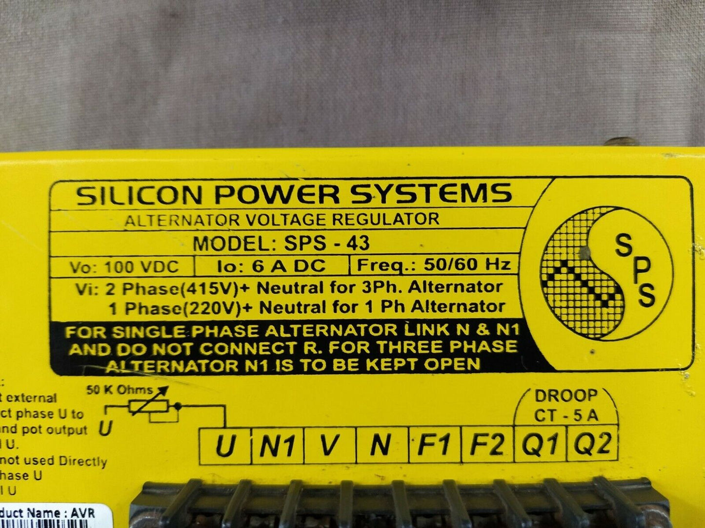 Silicon Power System SPS-43 Alternator Voltage Regulator SPS43