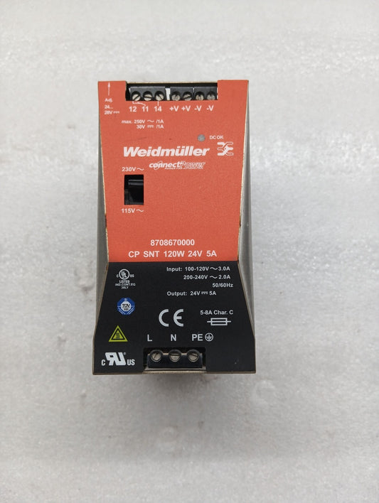 WEIDMULLER CP SNT 120W 24V 5A POWER SUPPLY 8708670000