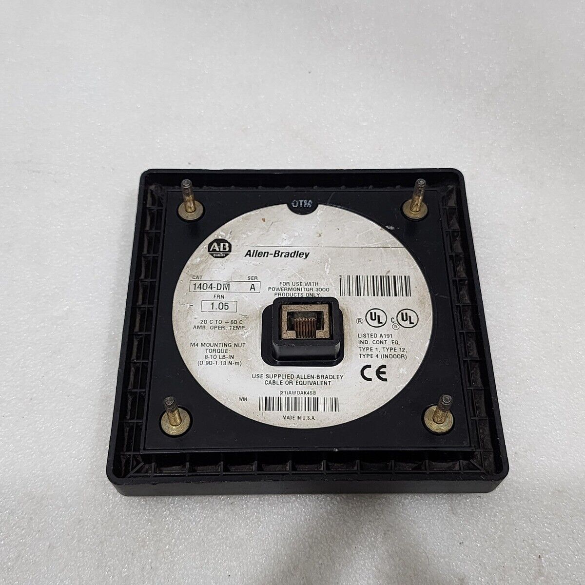 ALLEN BRADLEY CAT 1404-DM SER A POWER MONITOR 3000 FRONT DISPLAY