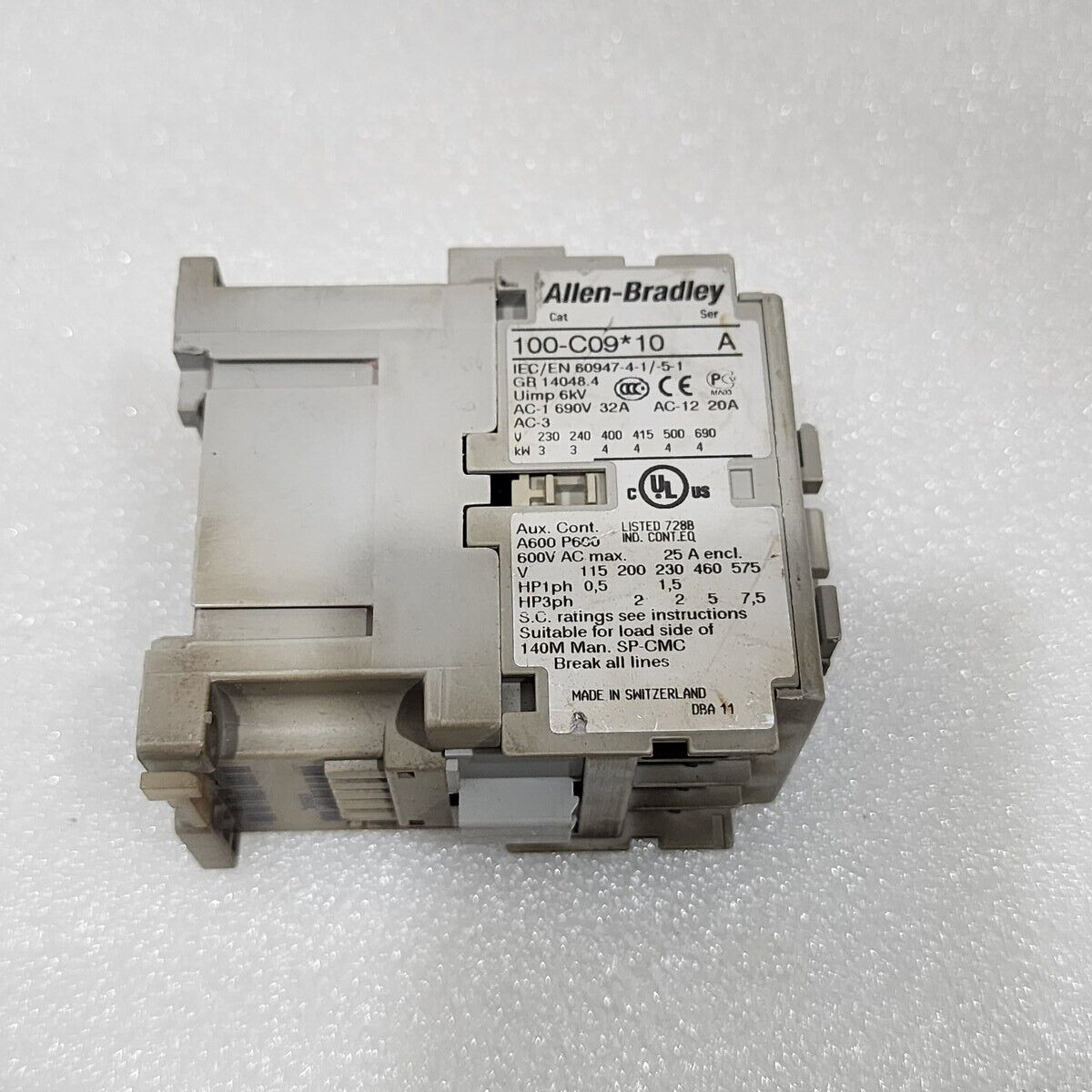 ALLEN BRADLEY C09 MAGNETIC CONTACTOR CAT 100-C09-10 COIL VOLTAGE 110V