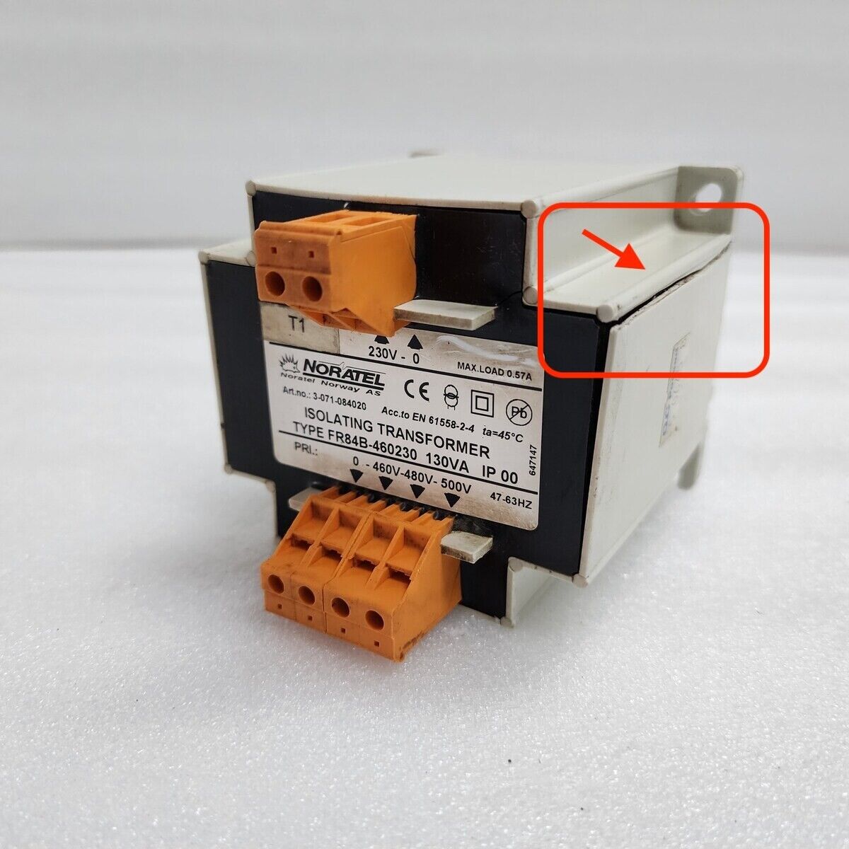 NORATEL FR84B-460230 ISOLATING TRANSFORMER 130VA 3-071-084020 230V