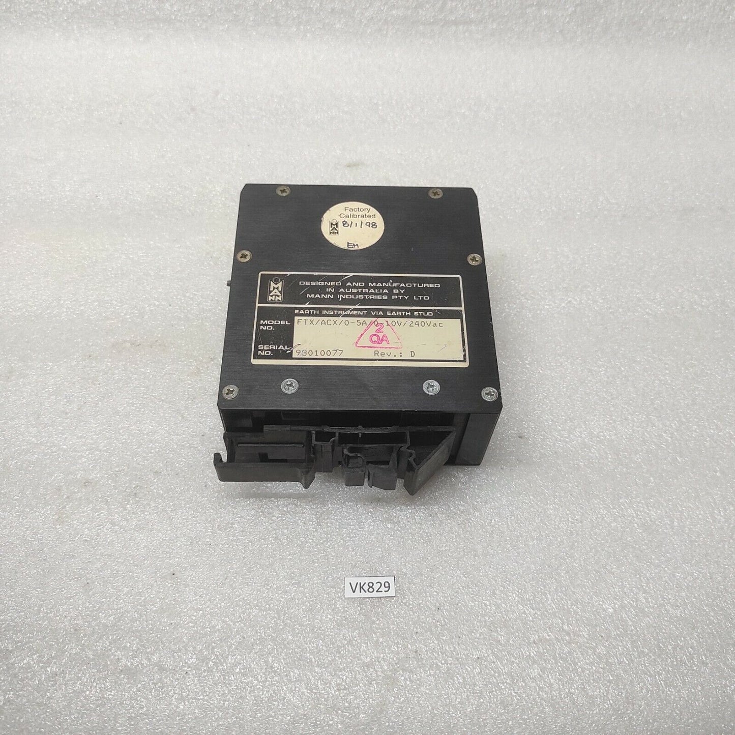 MANN FTX-ACX AC-CURRENT TRANSMITTER FTX/ACX/0-5A/0-10V/240VAC