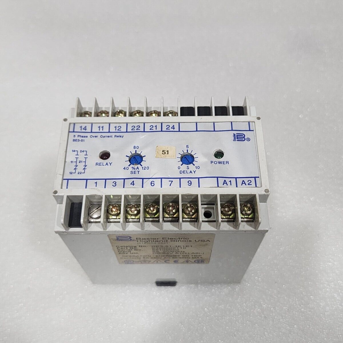 BASLER ELECTRIC BE3-51-3E1E1 Strom Relais 9320000110 24VDC