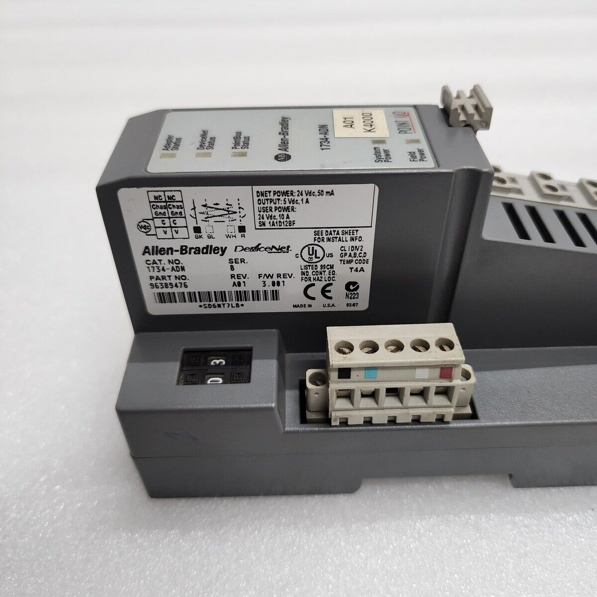 ALLEN BRADLEY CAT 1734-ADN POINT I/O NETWORK ADAPTER SER B 96389476
